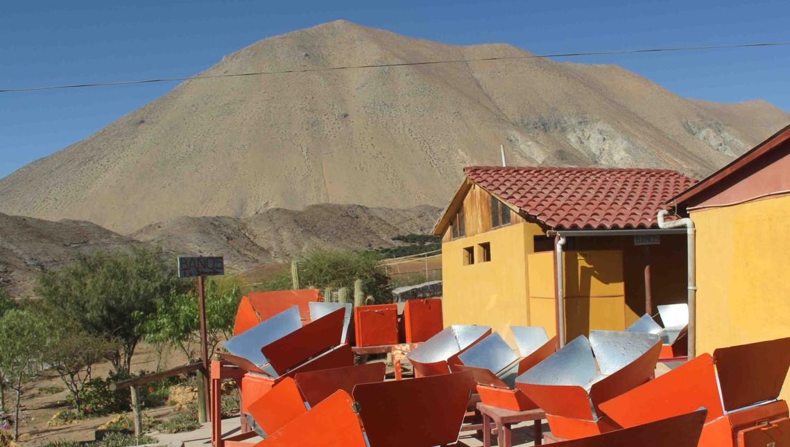 View of the solar ovens of the Villaseca solar restaurant